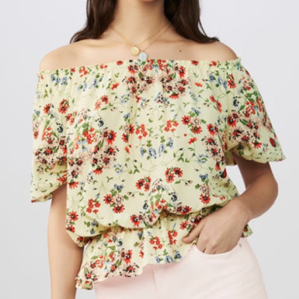 SOLD Maje Off the shoulder silk top